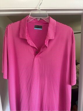 PGA Tour Hot Pink & White Stripe Polo